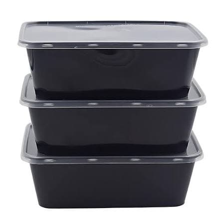 Black plastic food containers