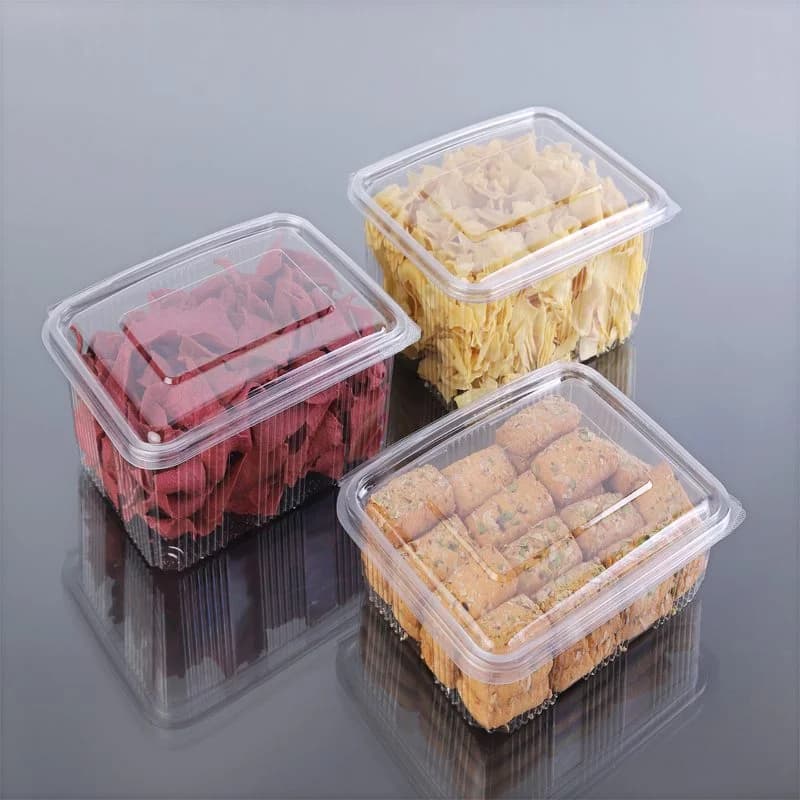 Clear hinged food containers